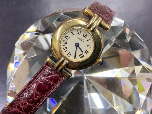 Cartier カルティエ 腕時計 VERMEIL ヴェルメイユ 925 クォーツ ゴールド クロコダイルレザーベルト 買取致しました。
