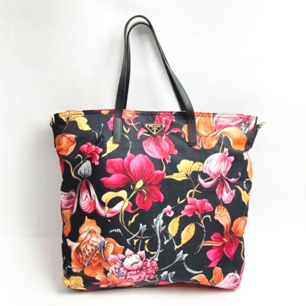 プラダ PRADA 花柄 トートバッグ ショルダーバッグ 2way ナイロン ブラックカラー×ゴールド買取致しました。